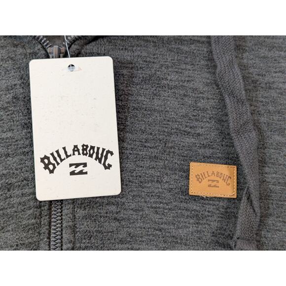 NWT Billabong Summit Full Zip Fleece Hoodie in Black Heather sz Large - Picture 2 of 7